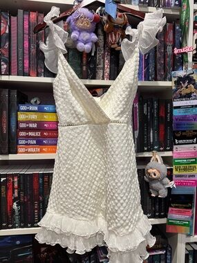 Angel Biba Cream Lace-Textured Slip Dress